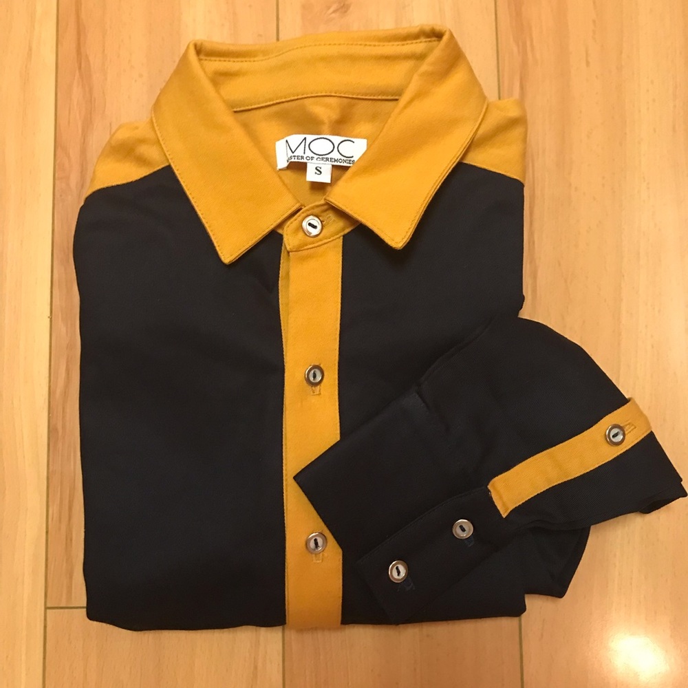 NWOT Black & Orange Fashion Long-Sleeve Button Up - Picture 2 of 6